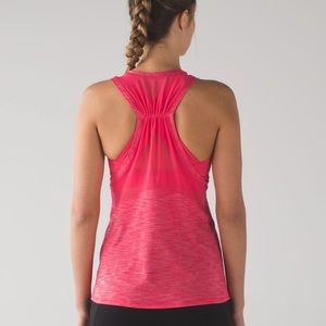 LULULEMON Work the Circuit Tank Heathered Lush Coral Built-in Bra Pink Size 6